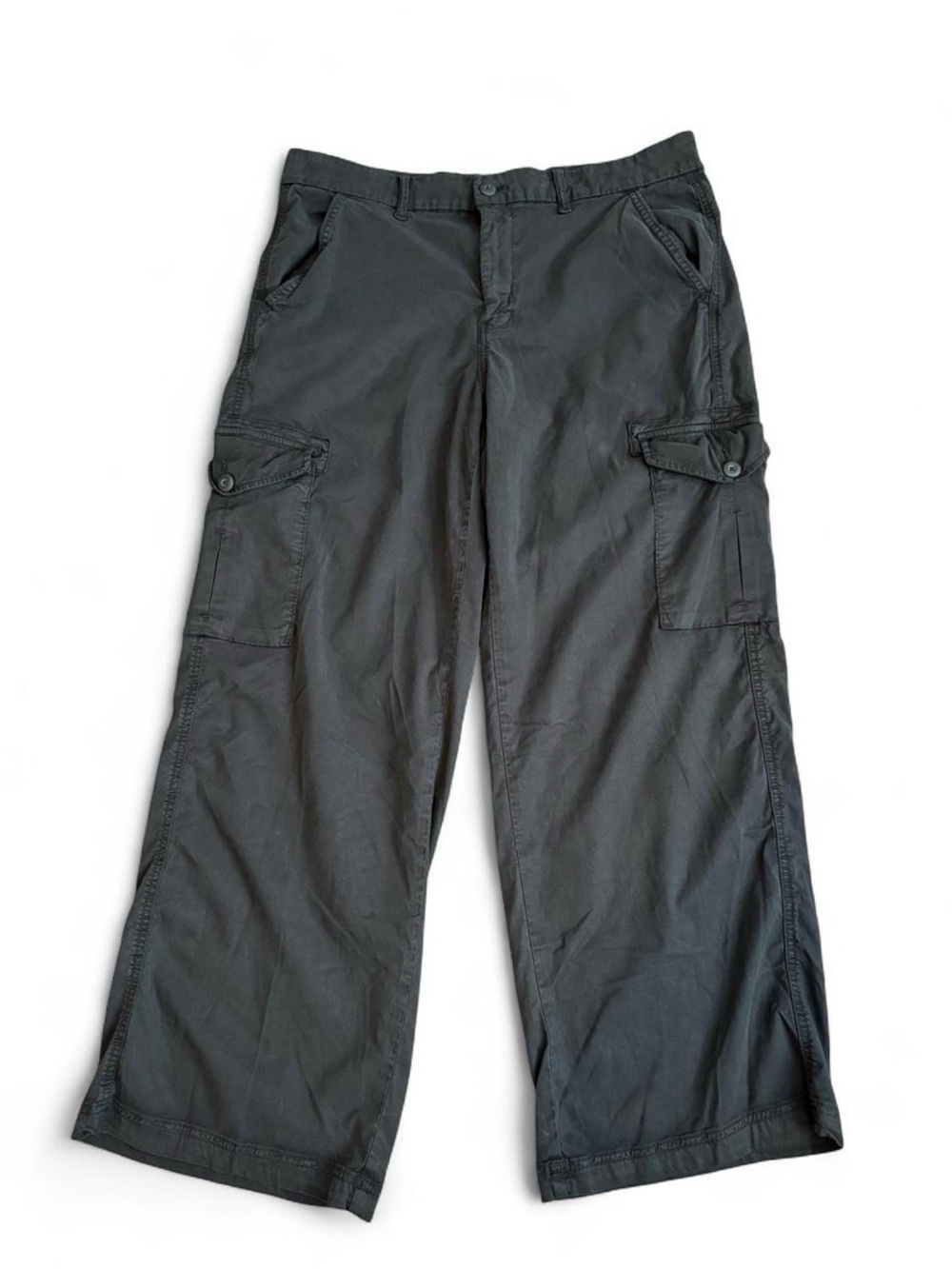 American Eagle Black Mid Rise Baggy Wide Leg Cargo Pants Size 14